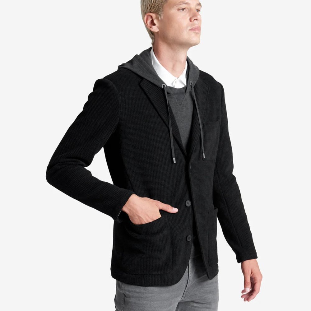 NWT Kenneth Cole Men's Triple Patch Pocket Blazer Black Size L $210 1A046